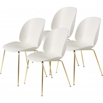 lot de 4 chaises Beetle plastique - coque blanc Alabaster + piètement métal