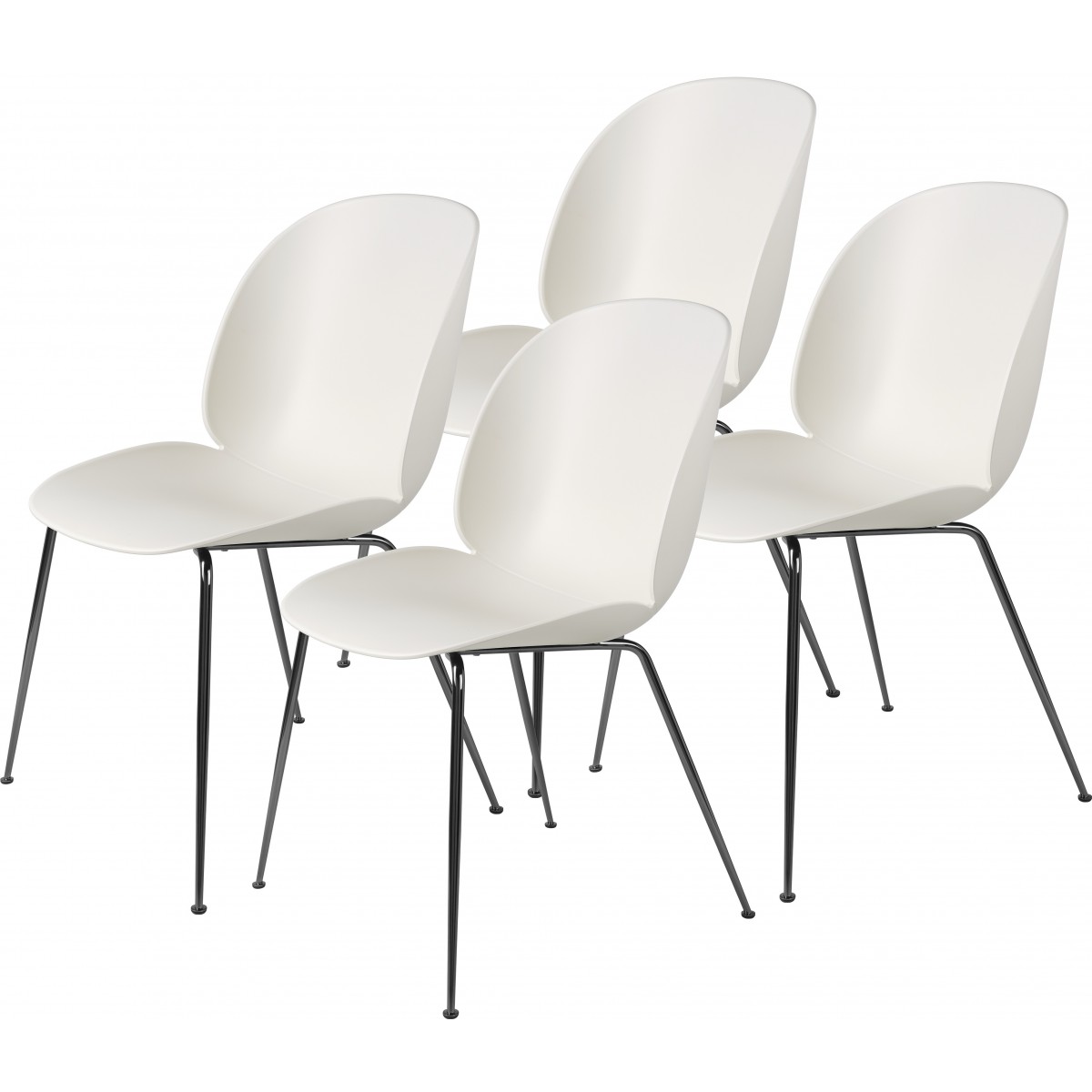 lot de 4 chaises Beetle plastique - coque blanc Alabaster + piètement métal
