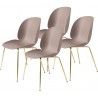 lot de 4 chaises Beetle plastique - coque rose doux + piètement métal