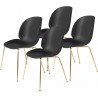lot de 4 chaises Beetle plastique - coque noire + piètement métal