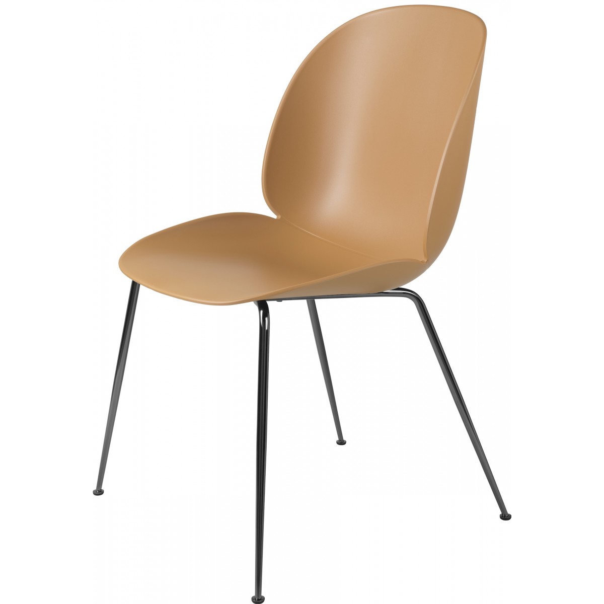amber brown shell - black chrome base - Beetle chair plastic