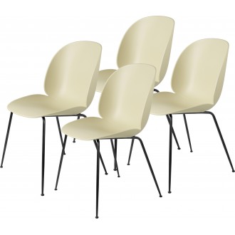 lot de 4 chaises Beetle plastique - coque vert pastel + piètement métal