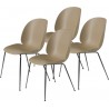 lot de 4 chaises Beetle plastique - coque marron galet + piètement métal