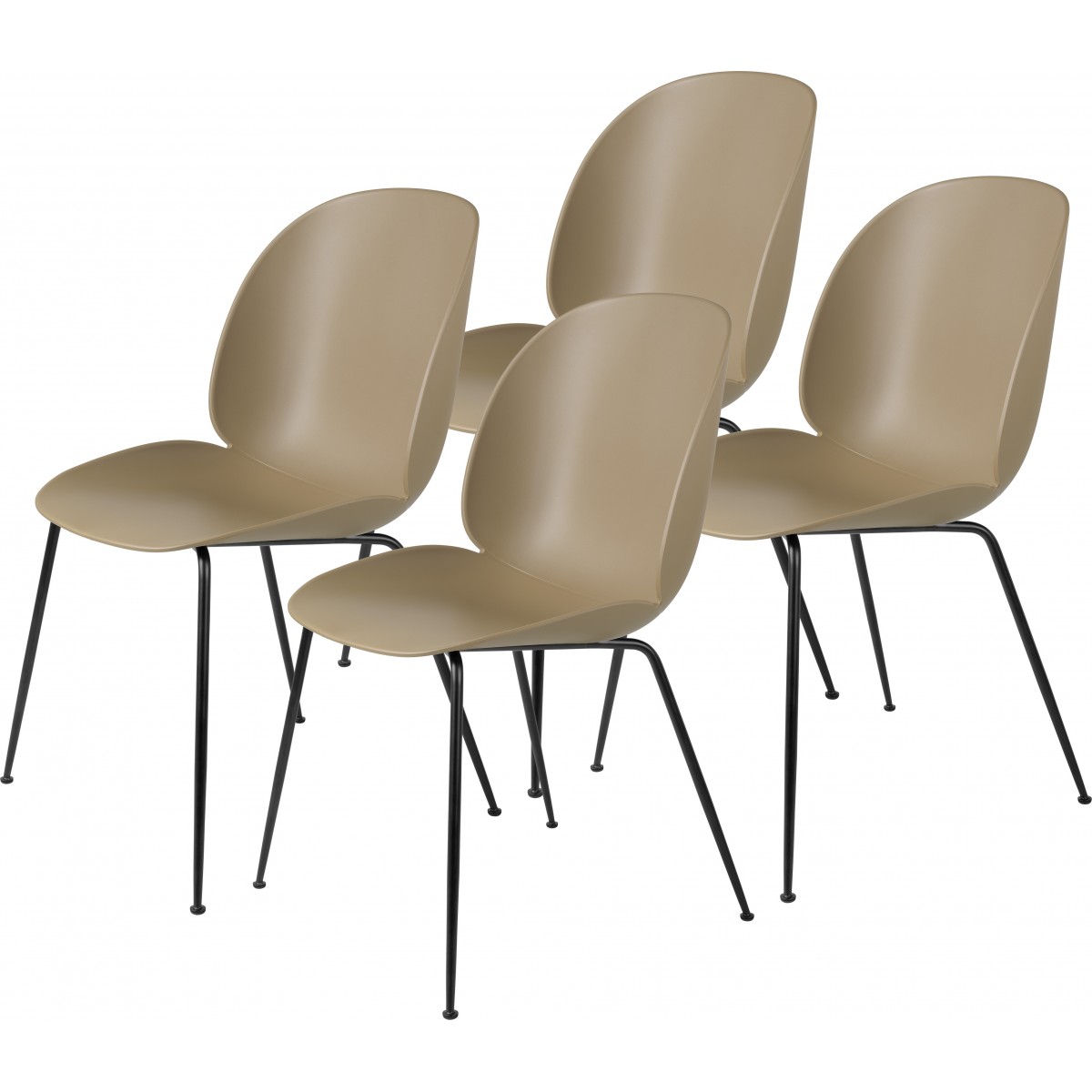 pack of 4 Beetle plastic chairs - pebble brown - metal legs
