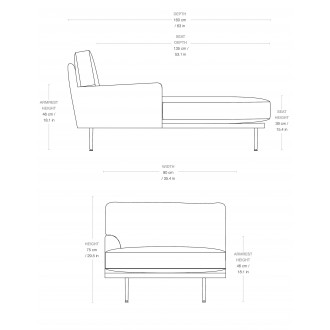 chaise longue module, right armrest - Flaneur