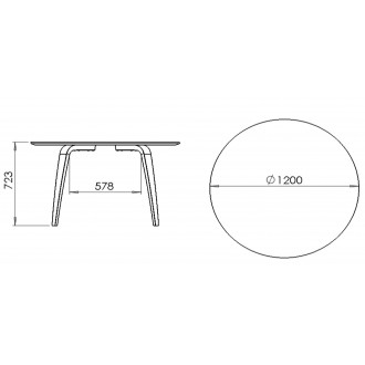 chêne - table de repas Gubi ronde Ø120cm