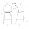 Beetle bar or counter Chair - matt black, chrome black or semi-matt brass base
