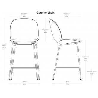 Beetle bar or counter Chair - matt black, chrome black or semi-matt brass base