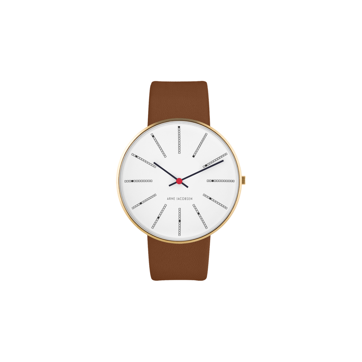 Bankers watch - Ø34 or Ø40 mm - Brushed gold/white, brown leather