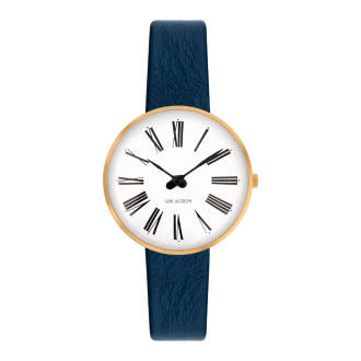 Roman watch - Ø34 or Ø40 mm - gold/white, navy blue leather