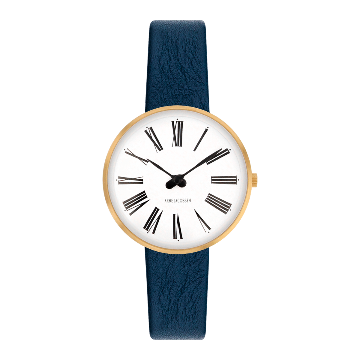 Montre Roman - Ø34 ou Ø40 mm - doré/blanc, bracelet cuir bleu marine