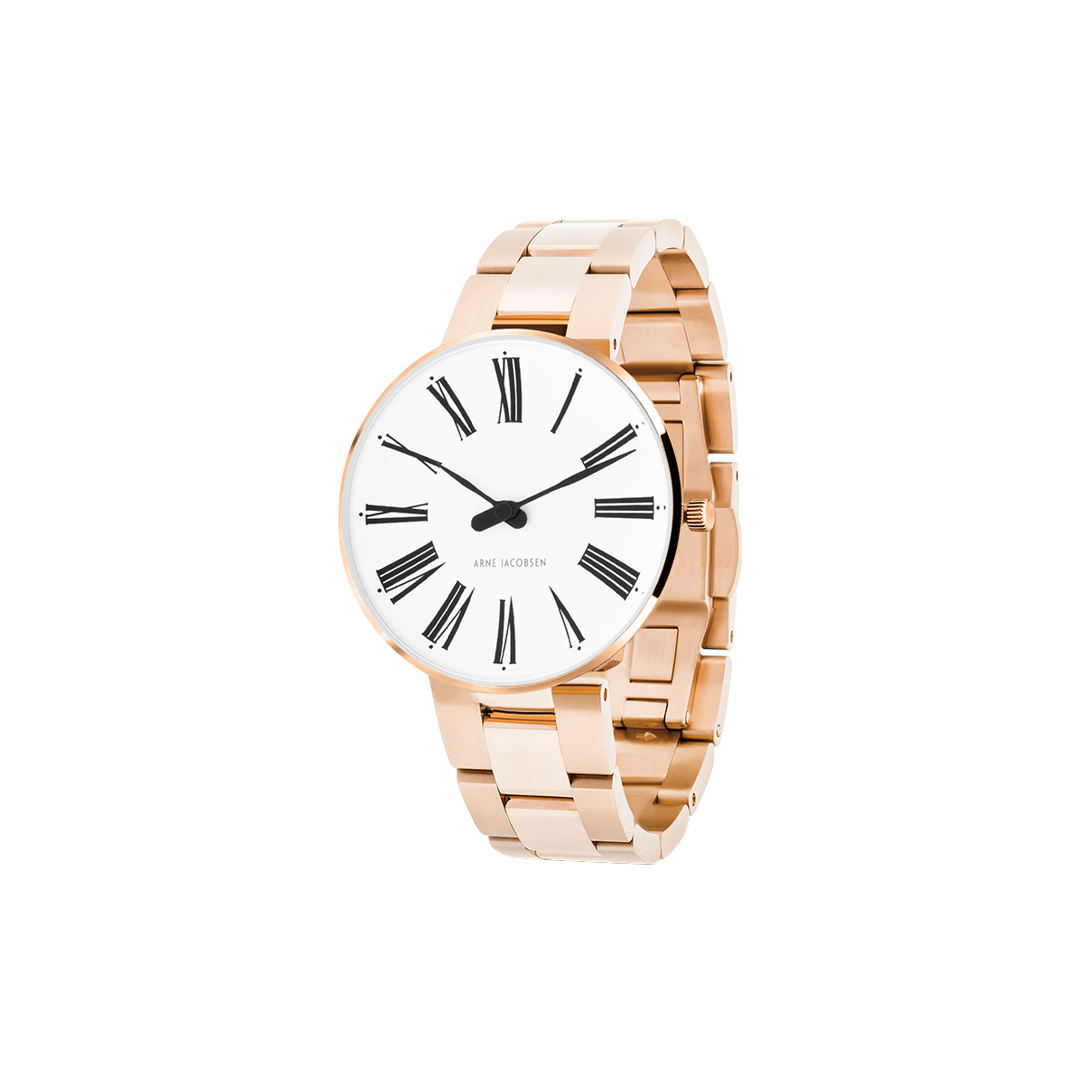 Roman watch - Ø34 mm – rose gold/white, steel strap