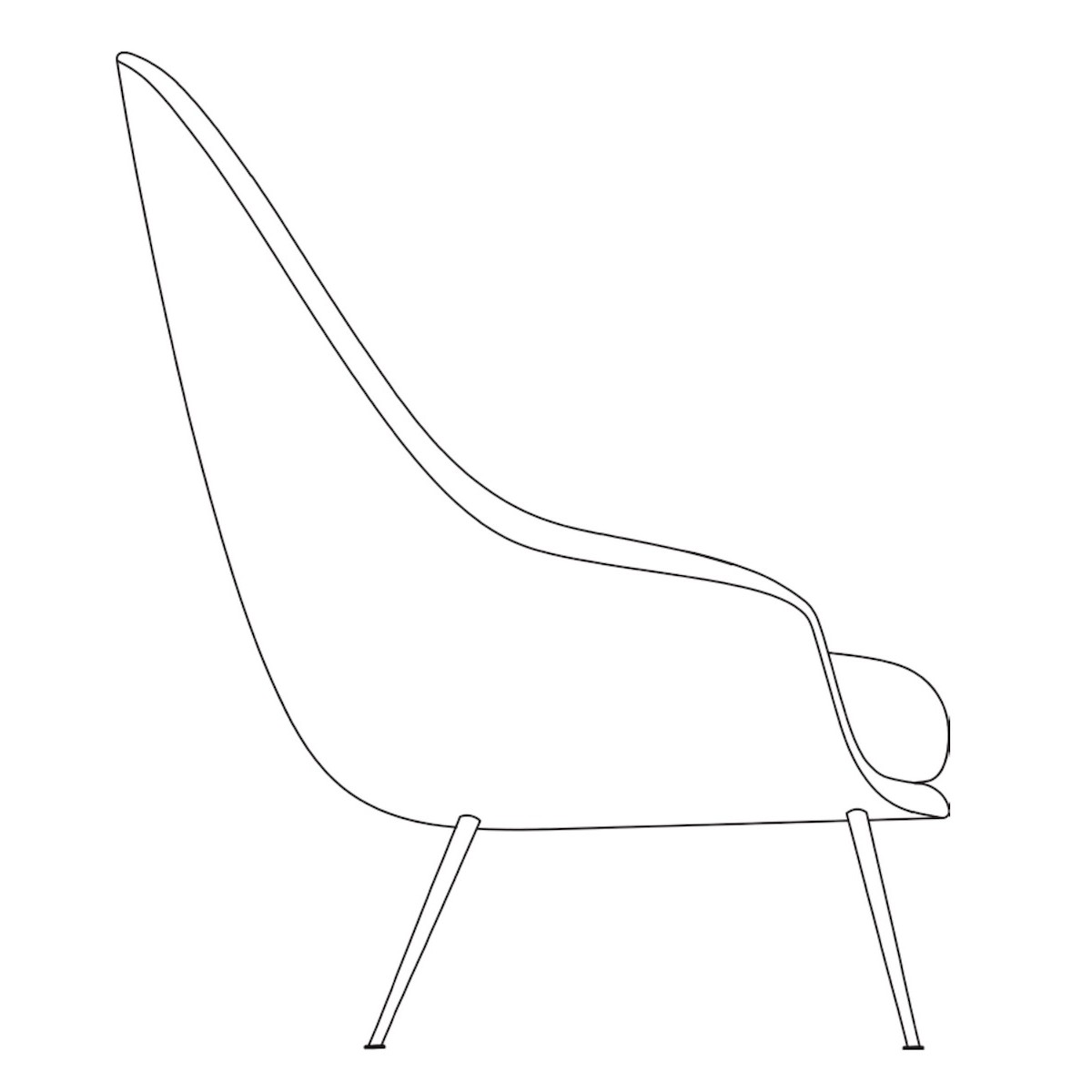 Bat lounge chair - high back - conic base