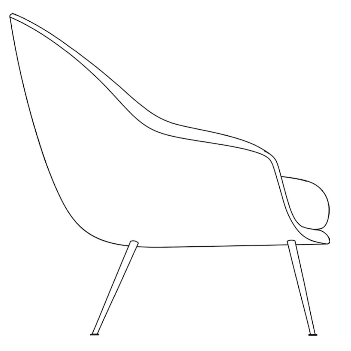 fauteuil Bat lounge - dossier bas - pieds métal