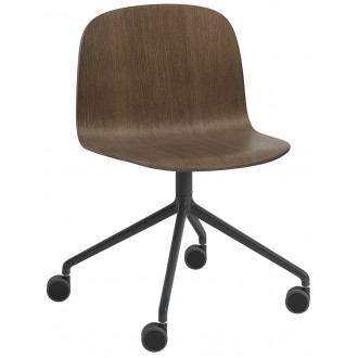 stained dark brown, with castors - Visu Wide chair swivel base