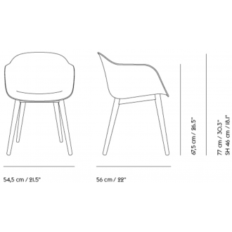 assise plastique recyclé — Fiber - avec accoudoir - pieds bois