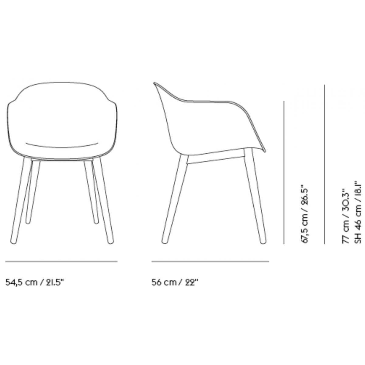 recycled plastic seat — Fiber - with armrests - plastic shell - wooden base
