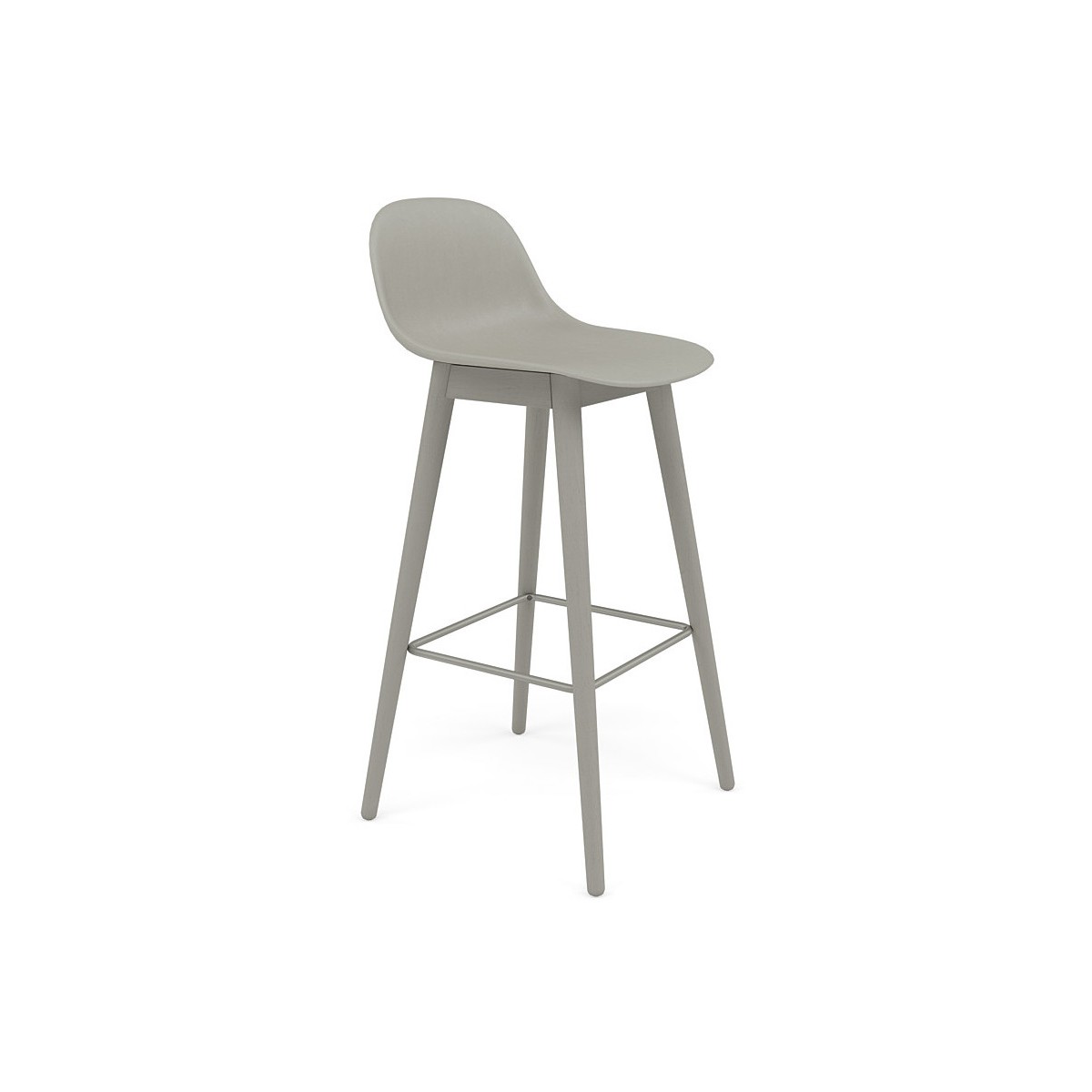 grey / grey - Fiber bar stool wooden base with backrest