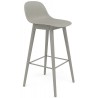 grey / grey - Fiber bar stool wooden base with backrest