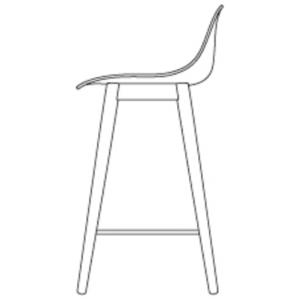 Fiber bar stool - wood base, with backrest