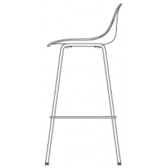 Fiber stool with backrest - full upholstery - tube base