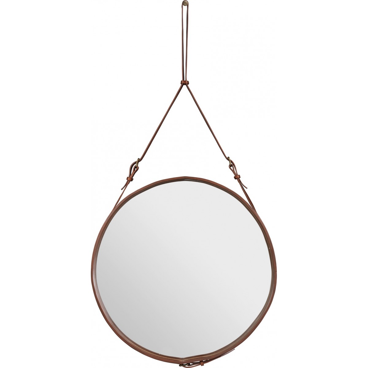 ø70cm - Tan Leather - Adnet circular mirror