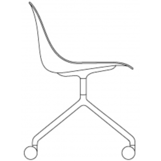 unupholstered - Fiber side chair - swivel base with castors