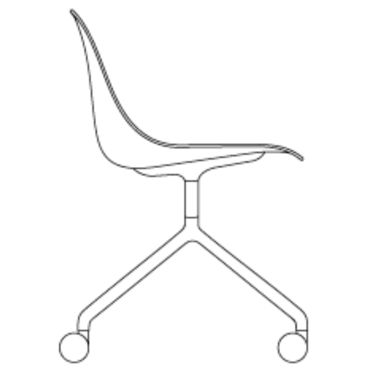 coque nue - fauteuil Fiber sans accoudoir - pivotant avec roulettes