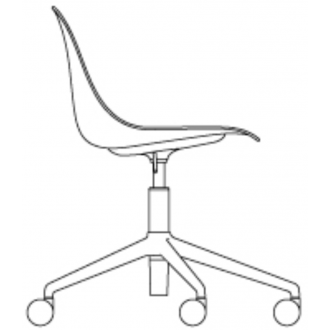 coque rembourrée - fauteuil Fiber sans accoudoir - Réglable en hauteur pivotant avec roulettes