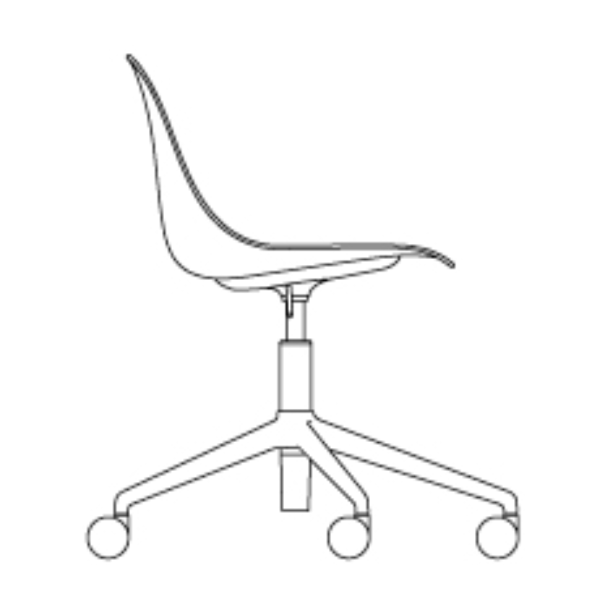 coque rembourrée - fauteuil Fiber sans accoudoir - Réglable en hauteur pivotant avec roulettes