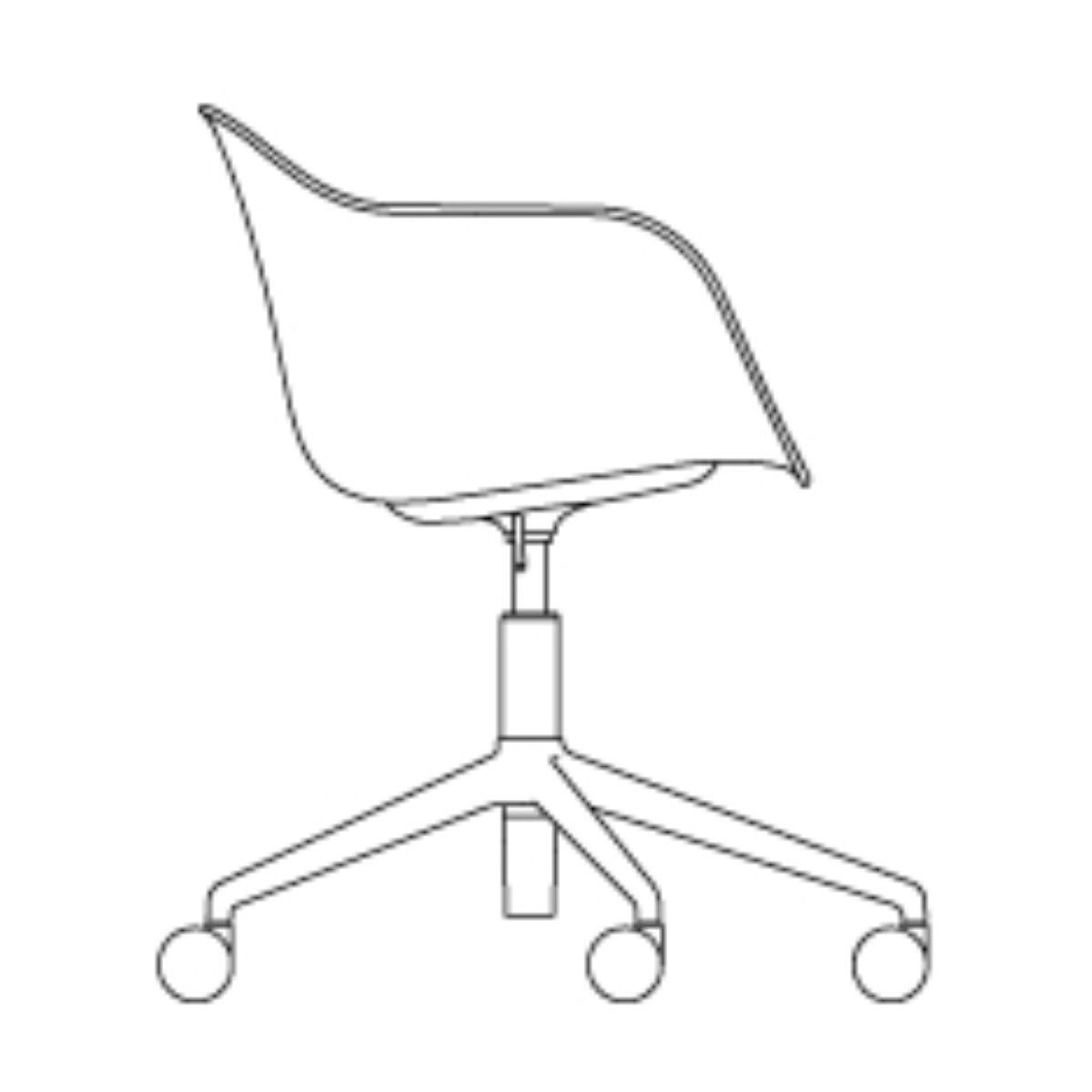 coque rembourrée - fauteuil Fiber avec accoudoirs - Réglable en hauteur pivotant avec roulettes