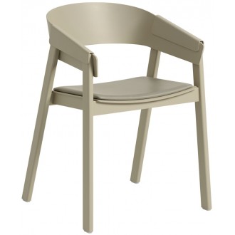 dark beige + assise cuir Refine stone - chaise Cover Armchair