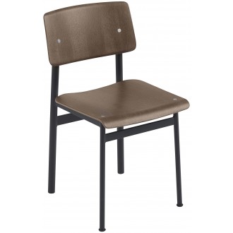 chêne teinté marron foncé / noir - chaise sans accoudoir Loft