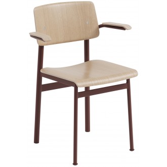 oak / deep red - Loft chair with armrests