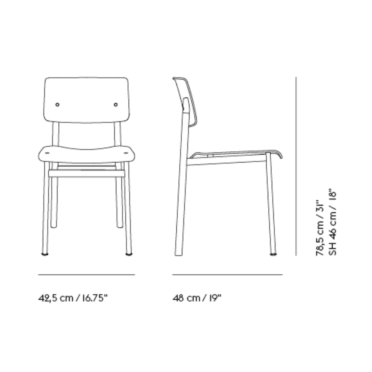 assise + dossier bois - chaise sans accoudoir Loft