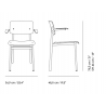 assise + dossier bois - chaise avec accoudoirs Loft