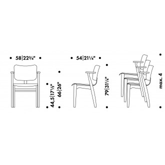upholstered seat, wooden backrest - Domus chair