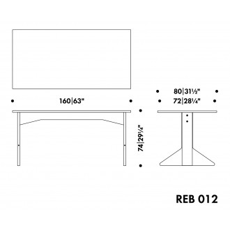 160 x 80 x H74 cm - Table Kaari REB 012