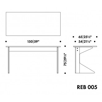 150 x 65 x H74 cm - Kaari Table REB 005