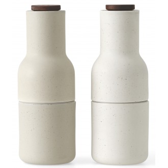 sand / walnut lid - set of 2 Bottle Grinders Ceramic