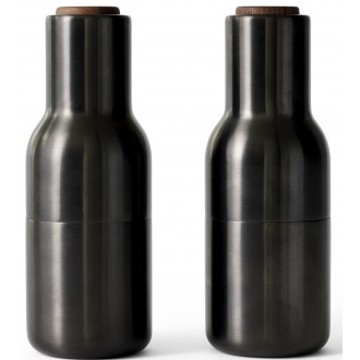 laiton noirci / couvercle noyer - lot de 2 moulins Bottle Grinders