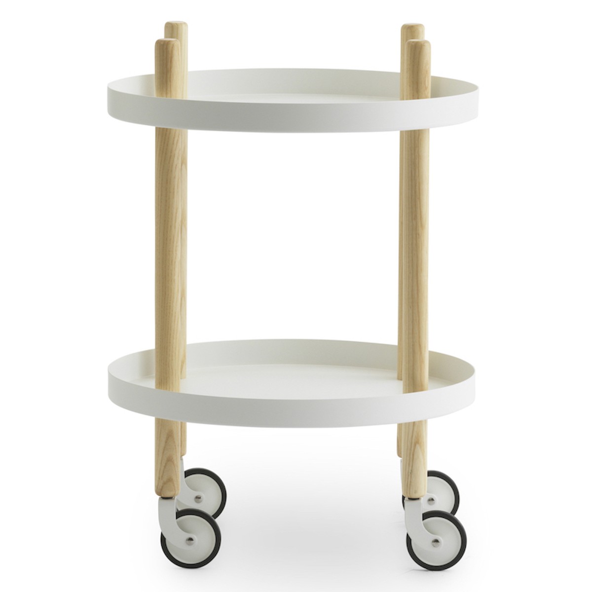 table Block ronde - Frêne naturel / Blanc