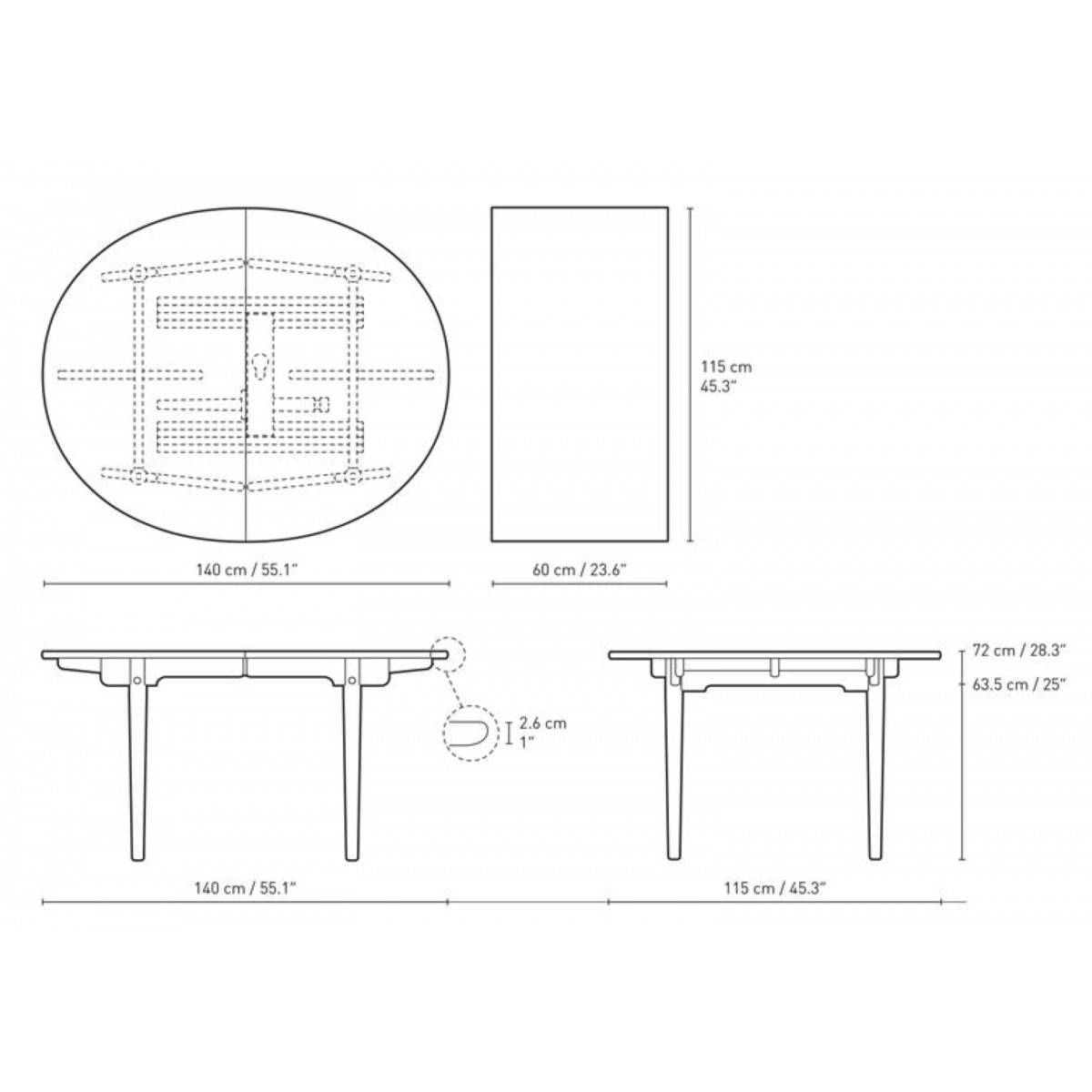 CH337 table – 140 x 115 cm