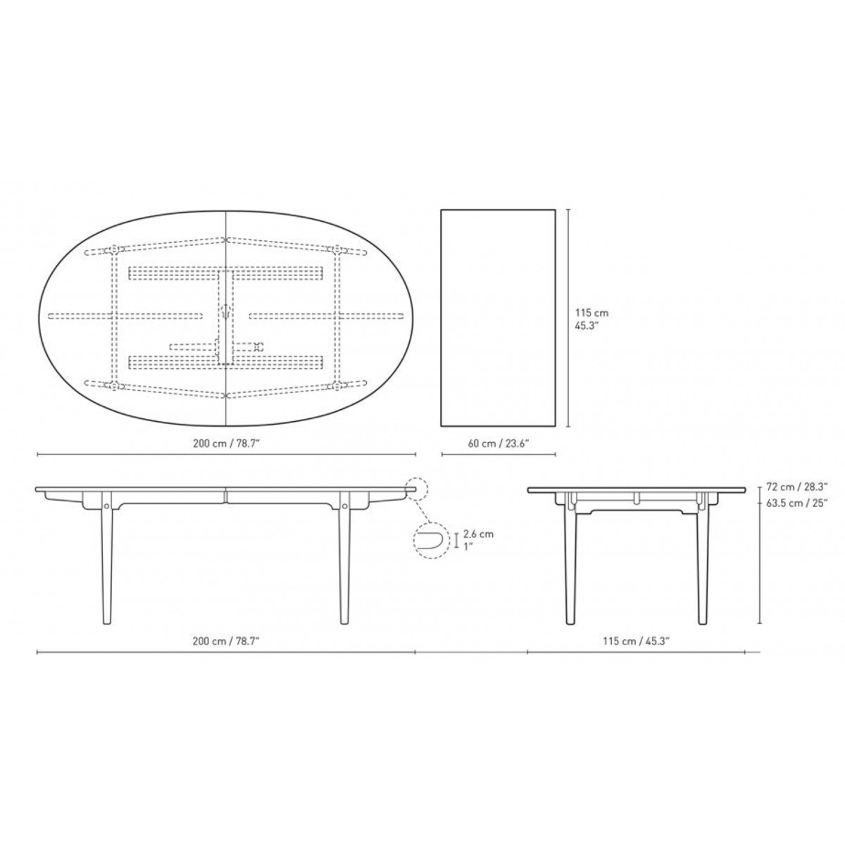 CH338 table - 200 x 115 cm