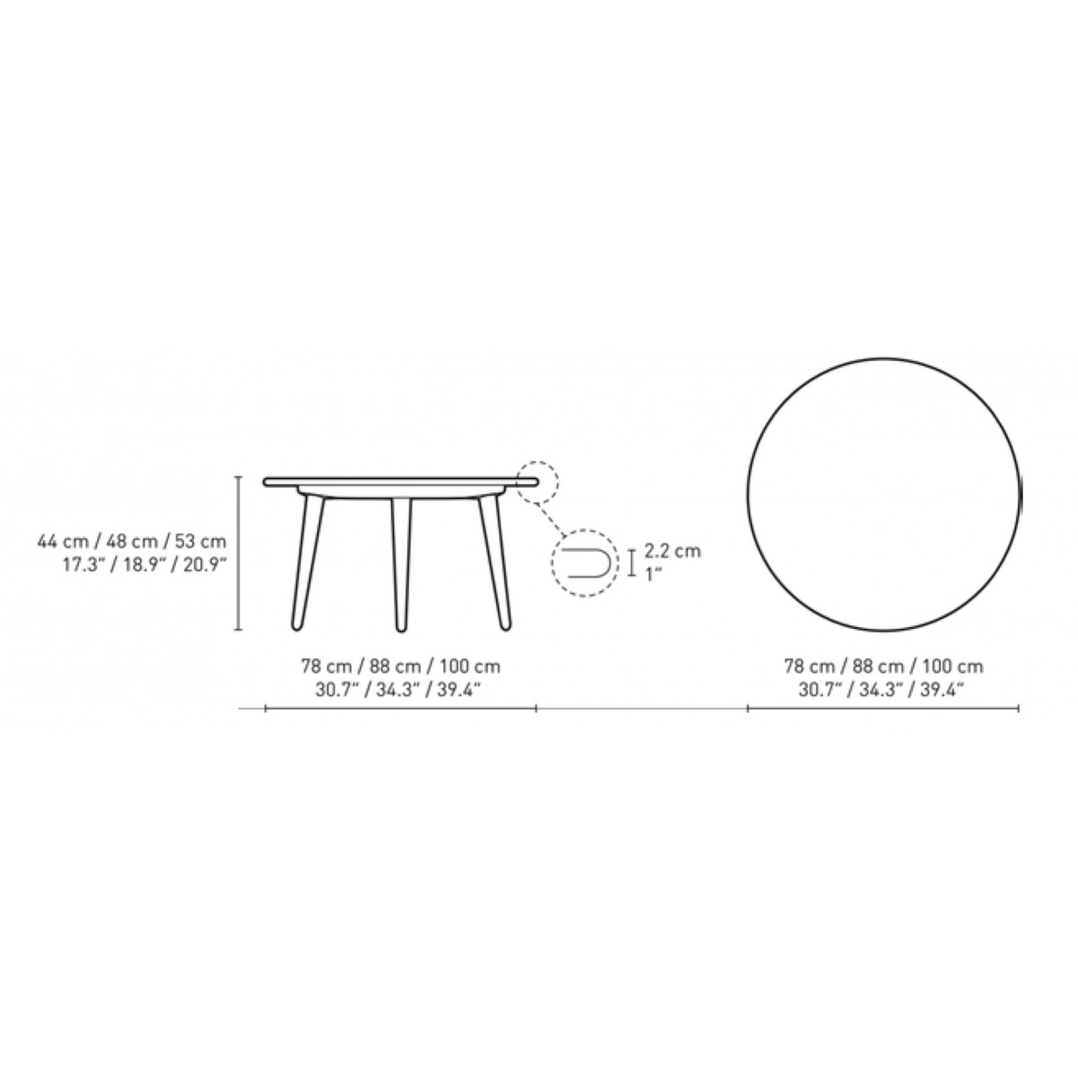 Tabletop Ø100 cm (legs not included) – CH008