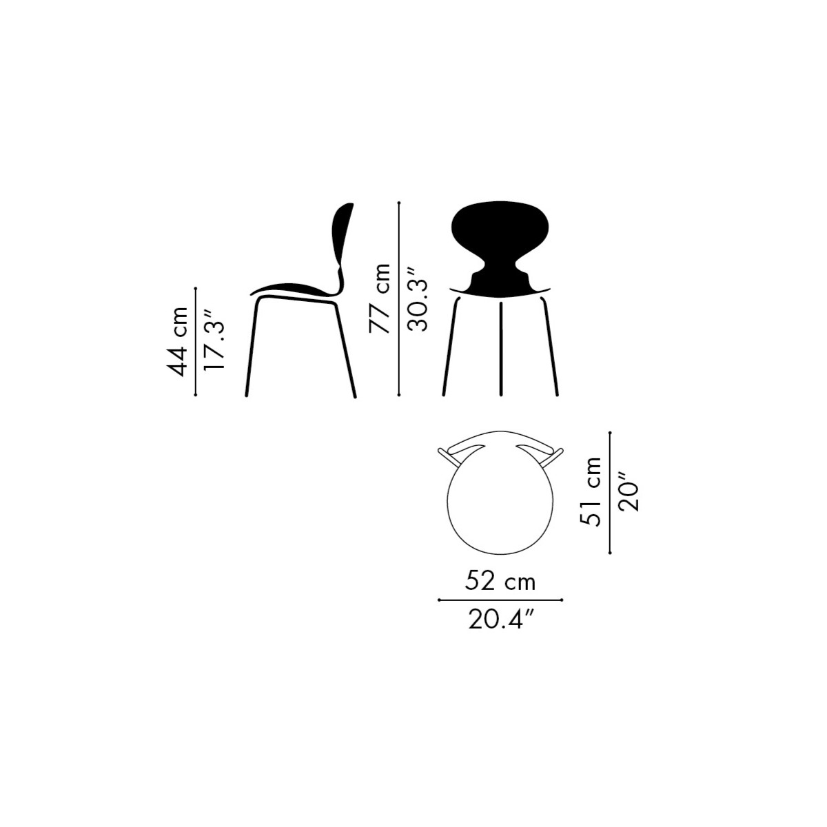 Ant Chair – Clear Lacquered Wood Veneer, 3 Legs