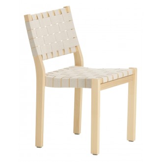 bouleau naturel + tressage naturel/blanc - chaise 611