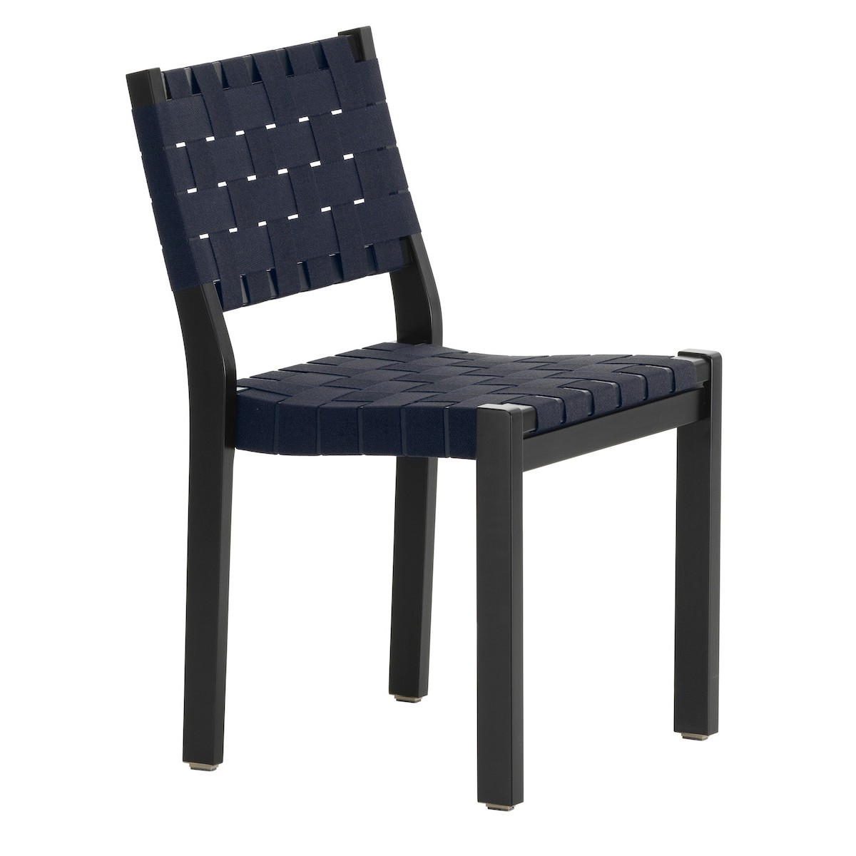 bouleau noir + tressage noir/bleu - chaise 611
