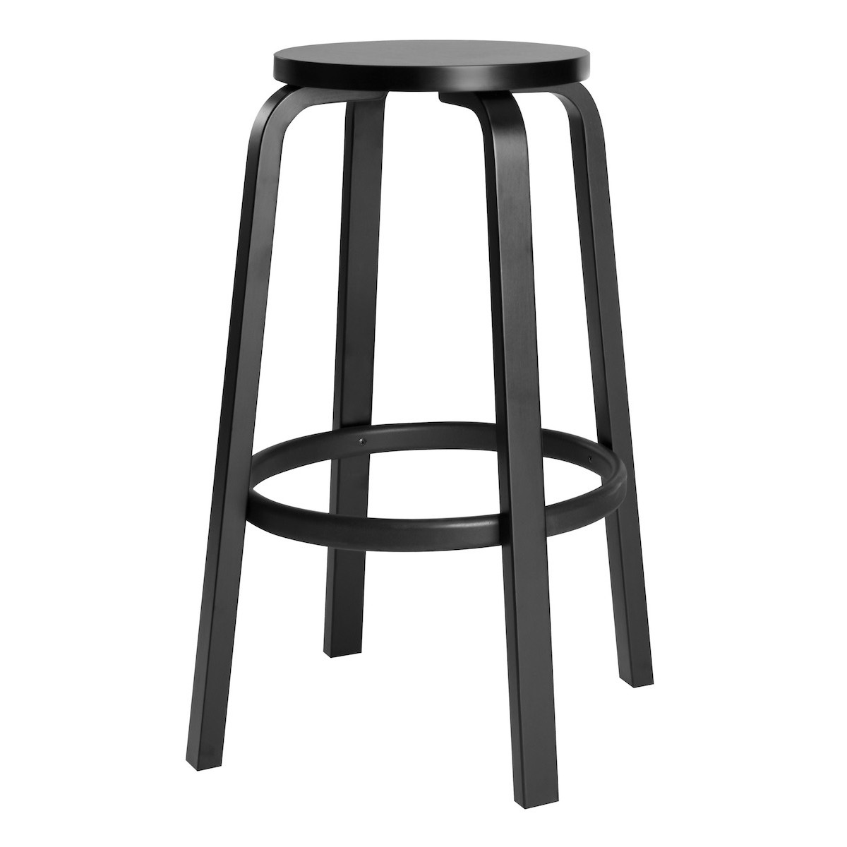 H75cm - black lacquered birch - 64 bar stool