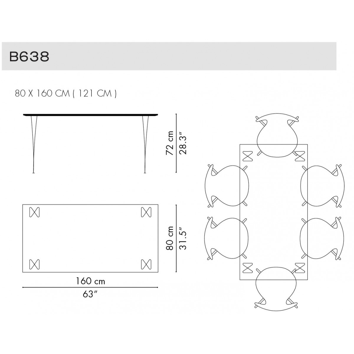 B638 - Rectangular Table Serie